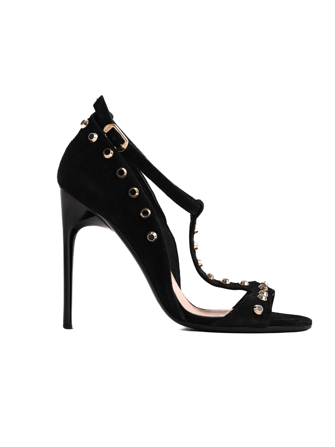 Good Ballin Black Leather High-Heeled Shoes Size 35 T-Strap