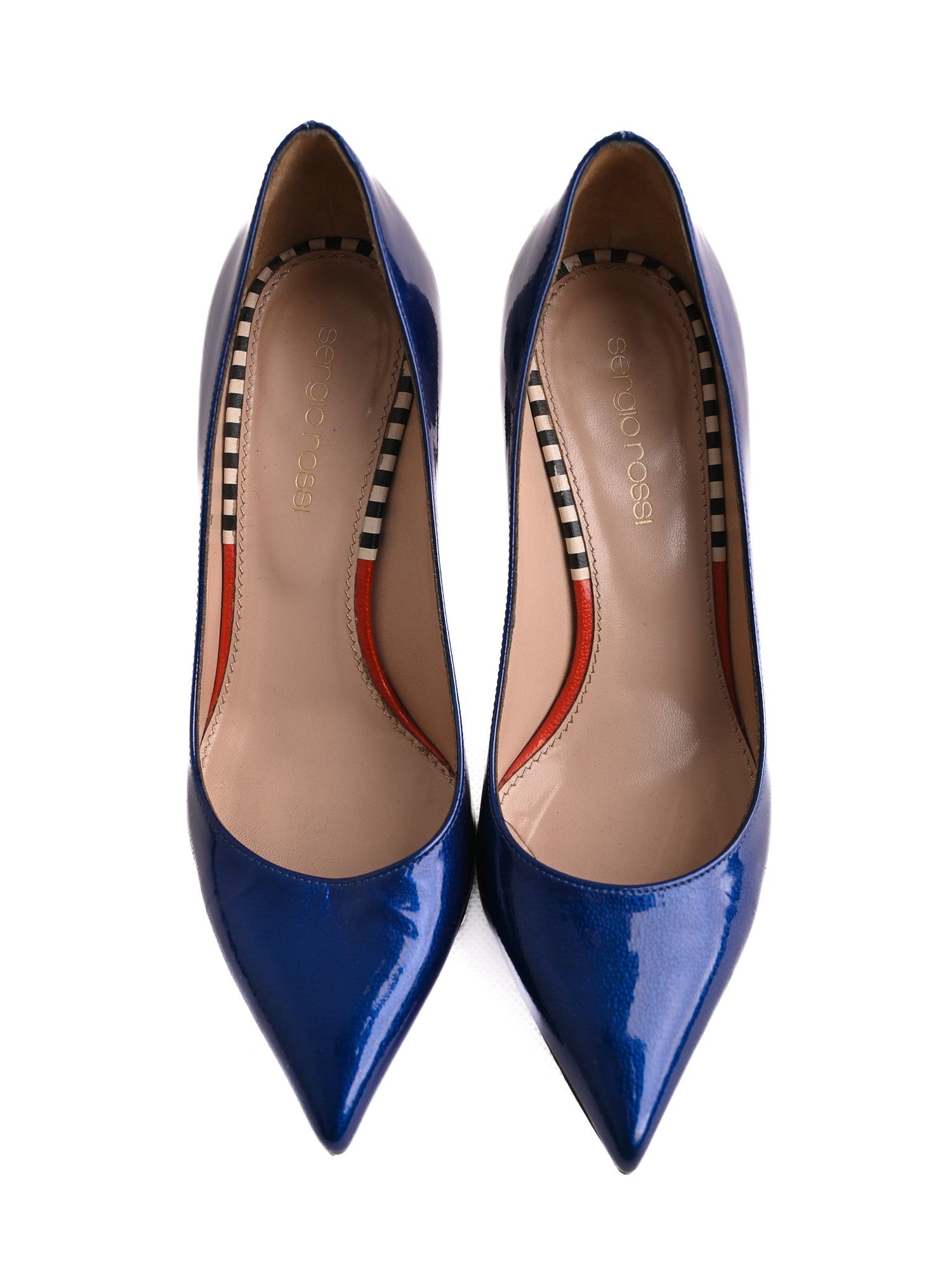 Sergio Rossi Blue Leather High Heels Size 35 in Good Condition