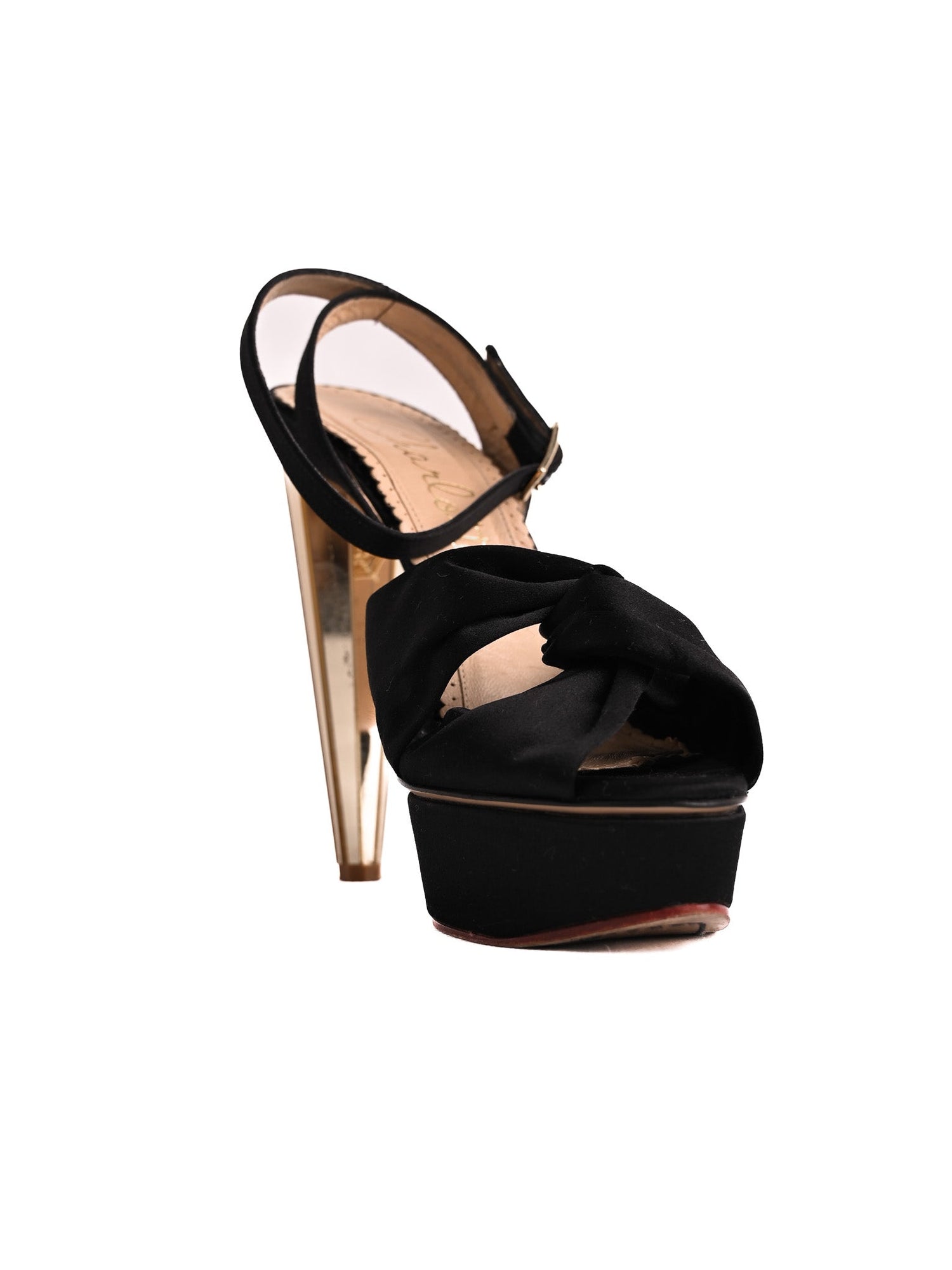 Good Charlotte Olympia Black Leather High-Heeled Sandals Size 40