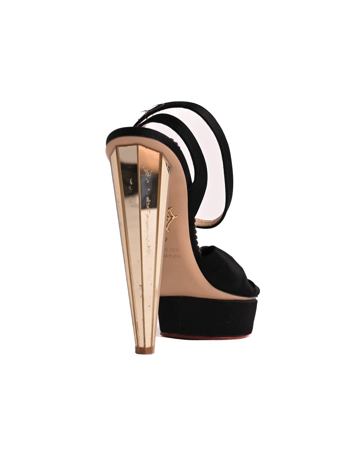 Good Charlotte Olympia Black Leather High-Heeled Sandals Size 40