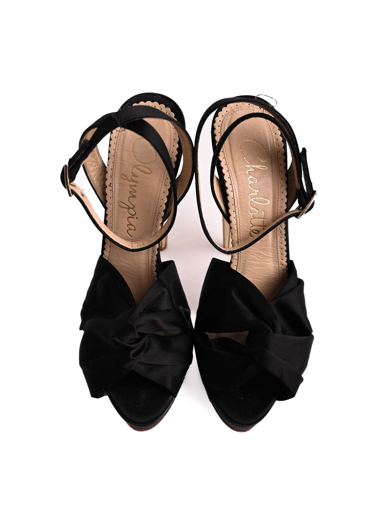 Good Charlotte Olympia Black Leather High-Heeled Sandals Size 40