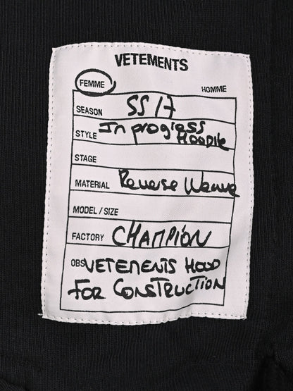 NEW Vetements Black Hoodie XXS Polyester Large Logo