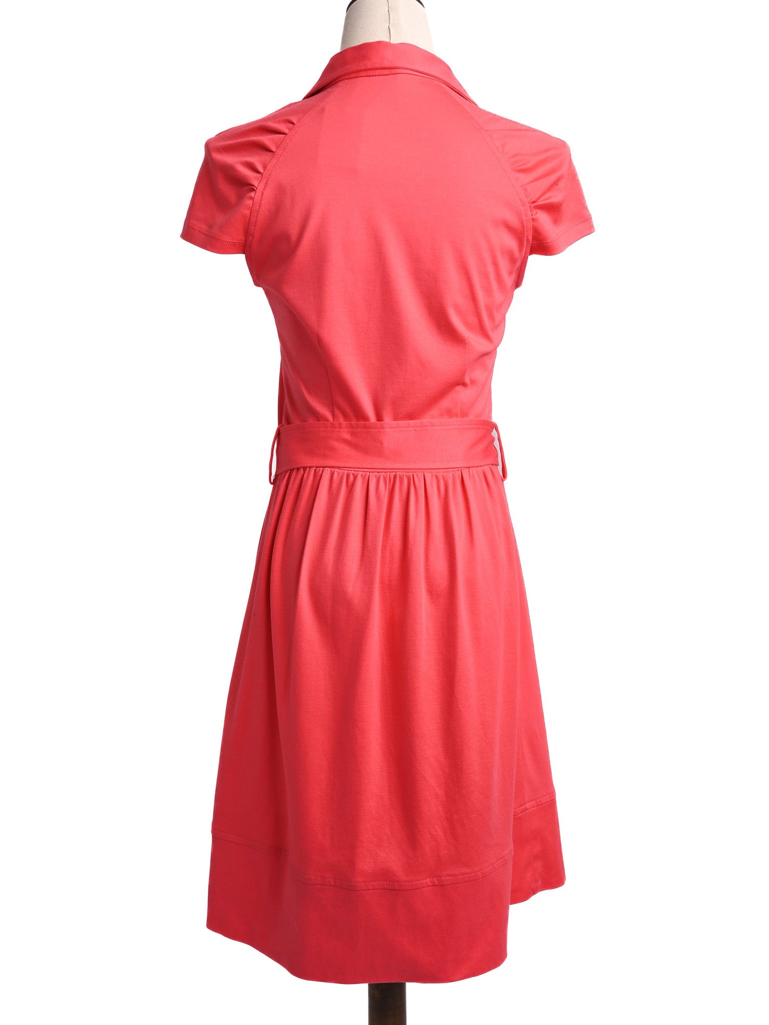 Excellent Pinko Red Cotton Dress L Size with Belt &amp; Pleats