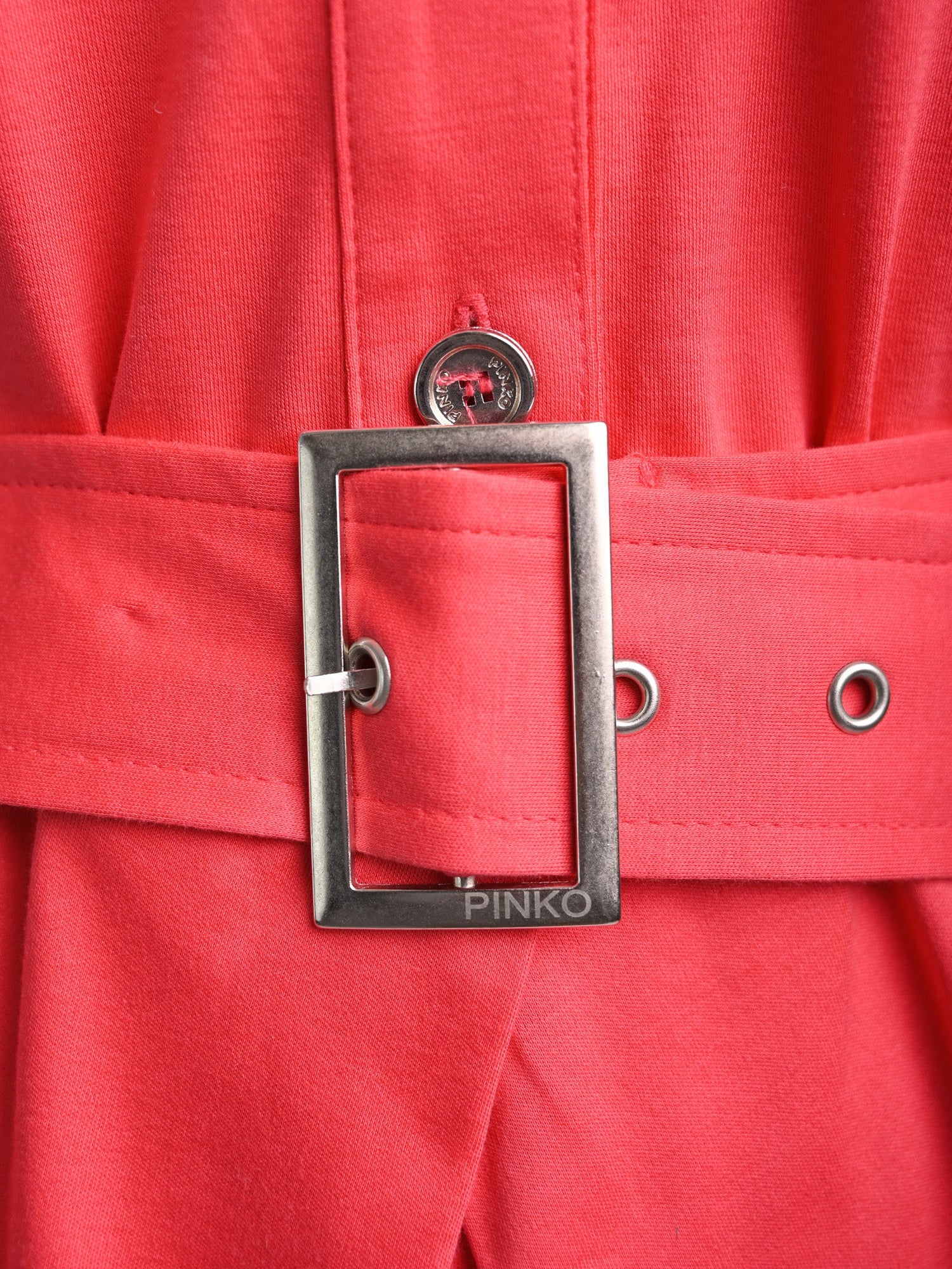 Excellent Pinko Red Cotton Dress L Size with Belt &amp; Pleats