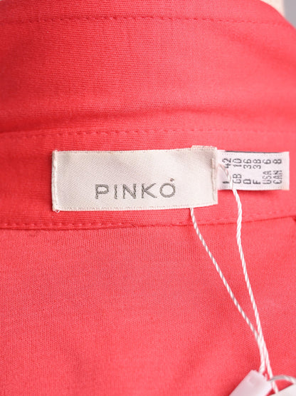 Excellent Pinko Red Cotton Dress L Size with Belt &amp; Pleats