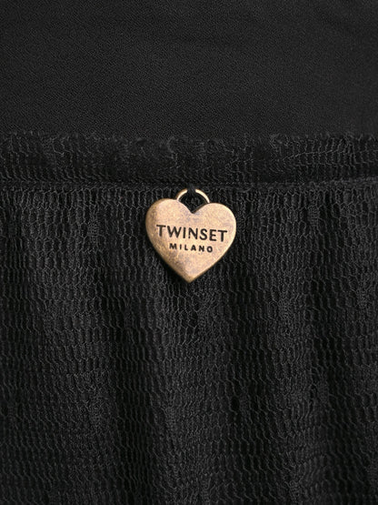 Excellent TWINSET Black Layered Skirt Size S Polyester