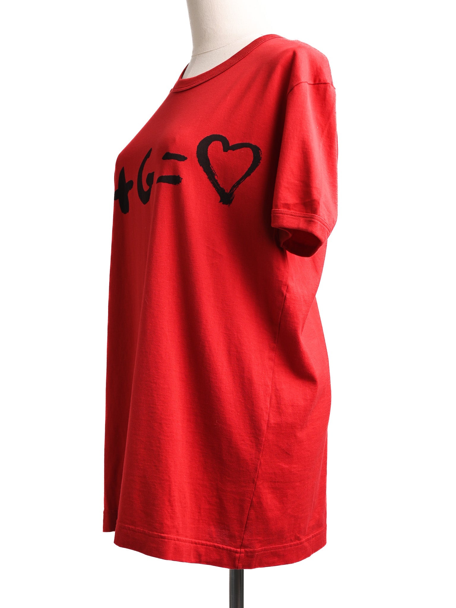 NEW Dolce Gabbana Red Cotton T-Shirt Size S with Heart Design