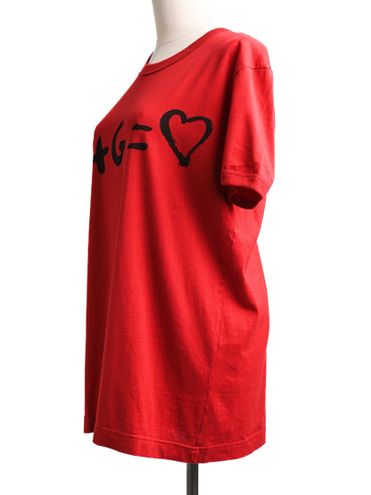 NEW Dolce Gabbana Red Cotton T-Shirt Size S with Heart Design