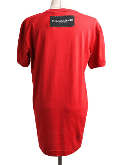 NEW Dolce Gabbana Red Cotton T-Shirt Size S with Heart Design