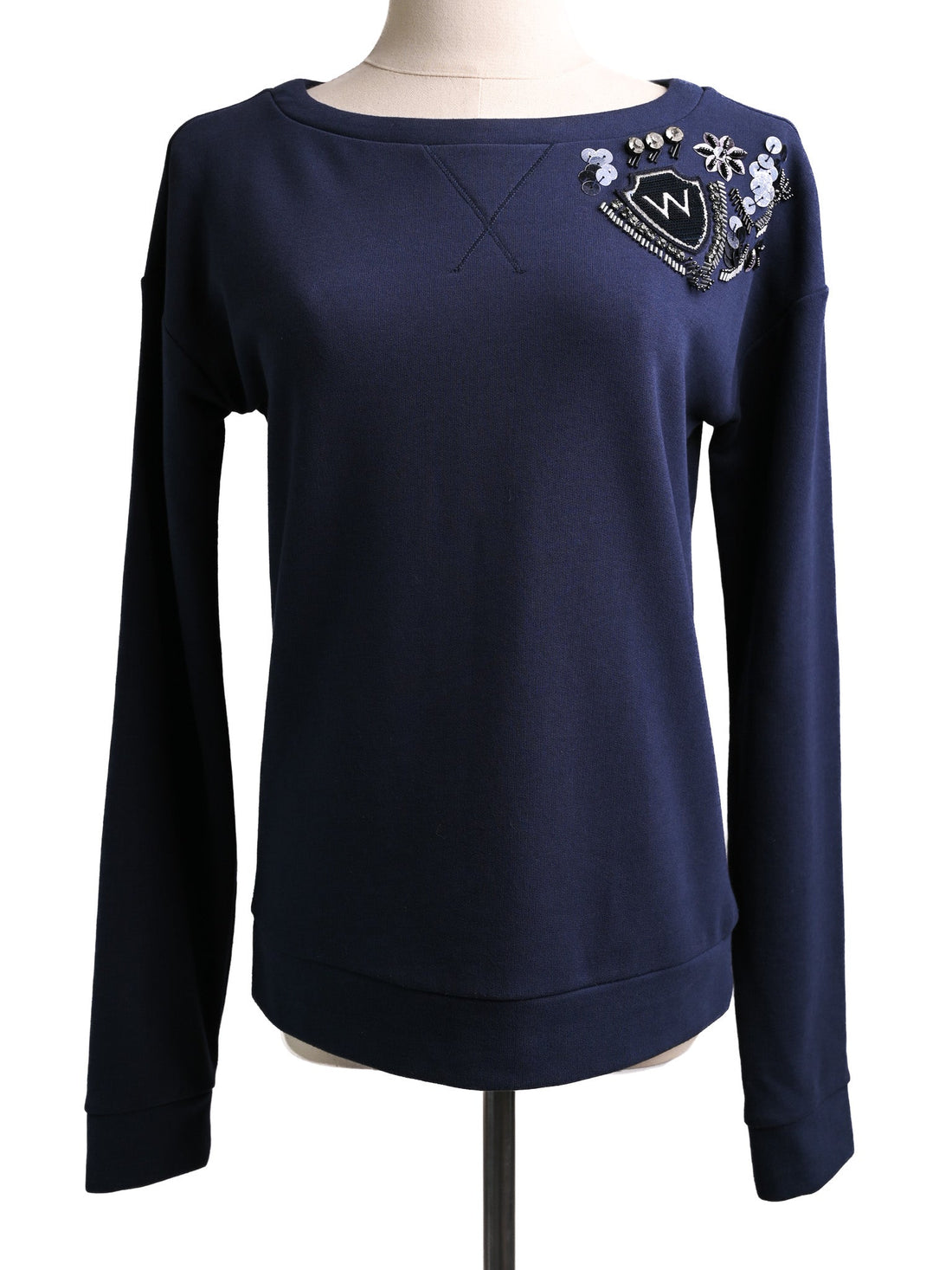 Excellent Weekend MaxMara Blue Cotton Sweatshirt Size S with Embroidery