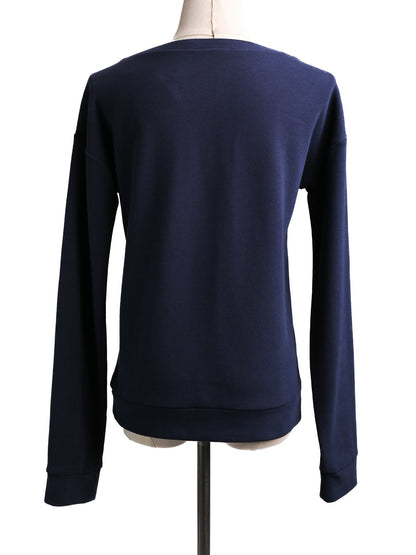 Excellent Weekend MaxMara Blue Cotton Sweatshirt Size S with Embroidery