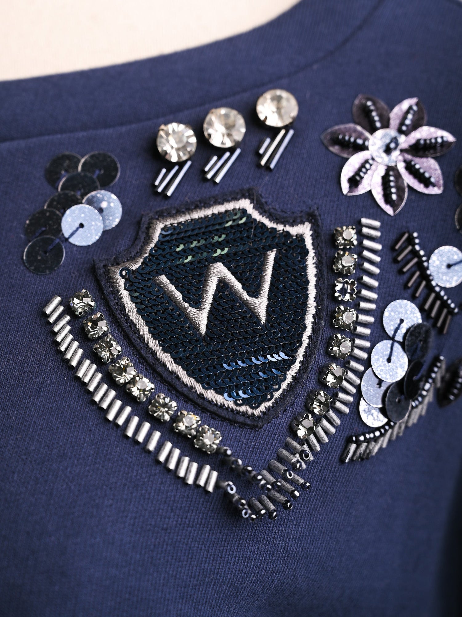 Excellent Weekend MaxMara Blue Cotton Sweatshirt Size S with Embroidery