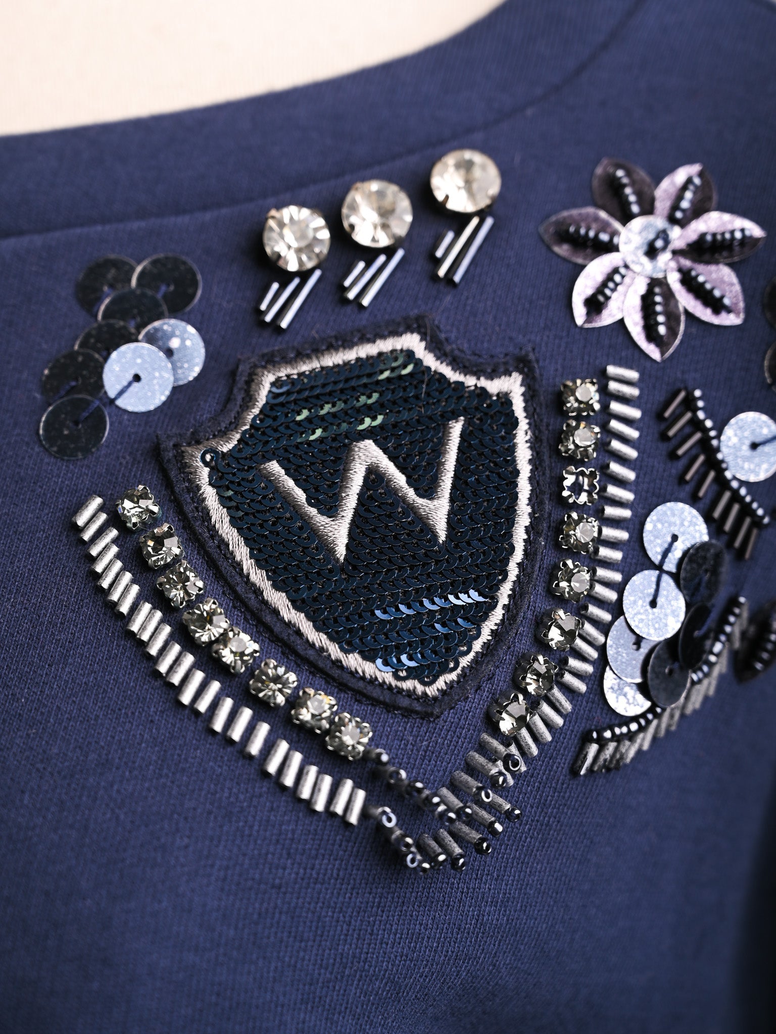 Excellent Weekend MaxMara Blue Cotton Sweatshirt Size S with Embroidery