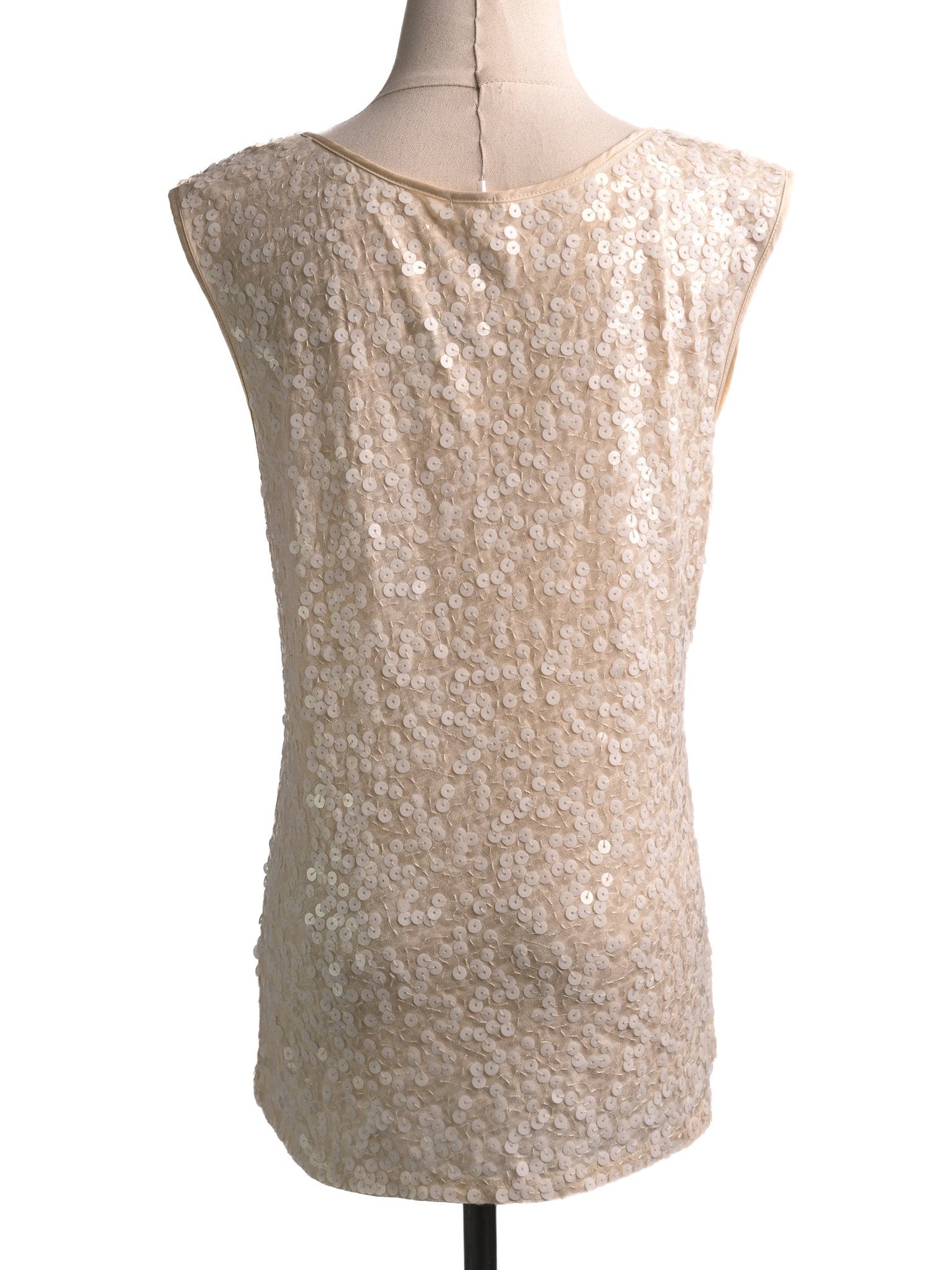 Excellent J. Crew White Sequined Sleeveless Top Size M