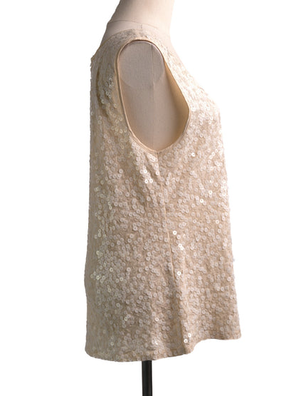 Excellent J. Crew White Sequined Sleeveless Top Size M