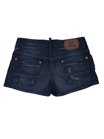 Excellent GF Ferre Blue Cotton Denim Shorts Size S