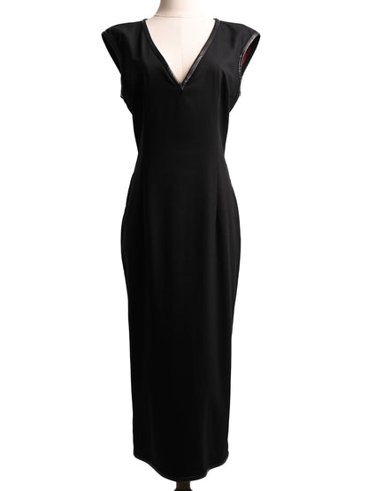 Excellent Dsquared2 Black Wool Sleeveless Dress V-Neck Women&