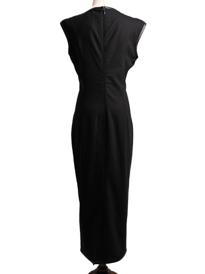 Excellent Dsquared2 Black Wool Sleeveless Dress V-Neck Women&