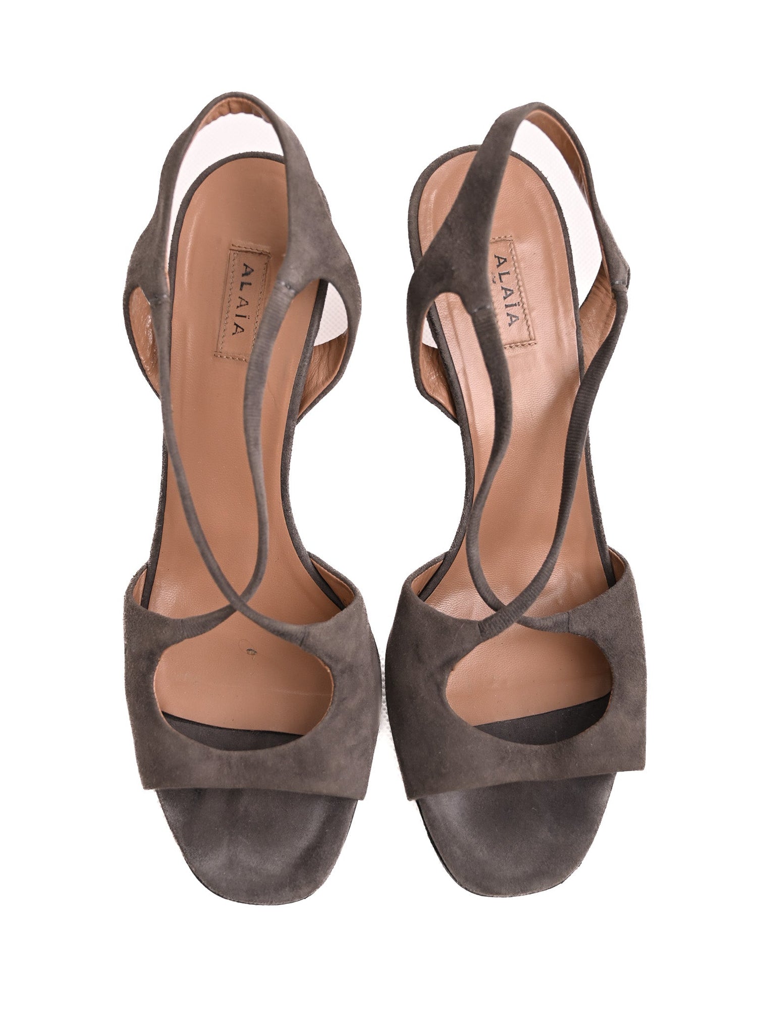 Excellent Alaia Gray Leather High-Heeled Open-Toe Shoes Size 38