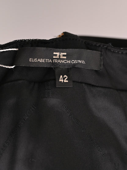 Elisabetta Franchi Black Dress Size S with Decorative Bow