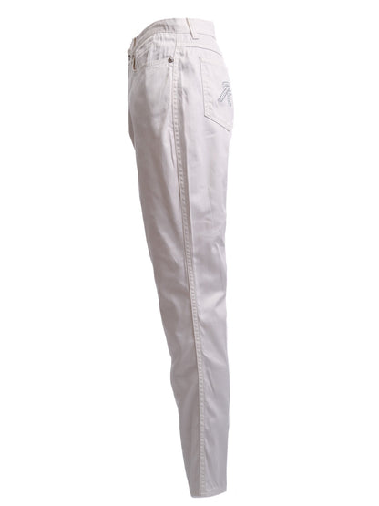 Excellent Roccobarocco White Cotton Pants Size M Women&