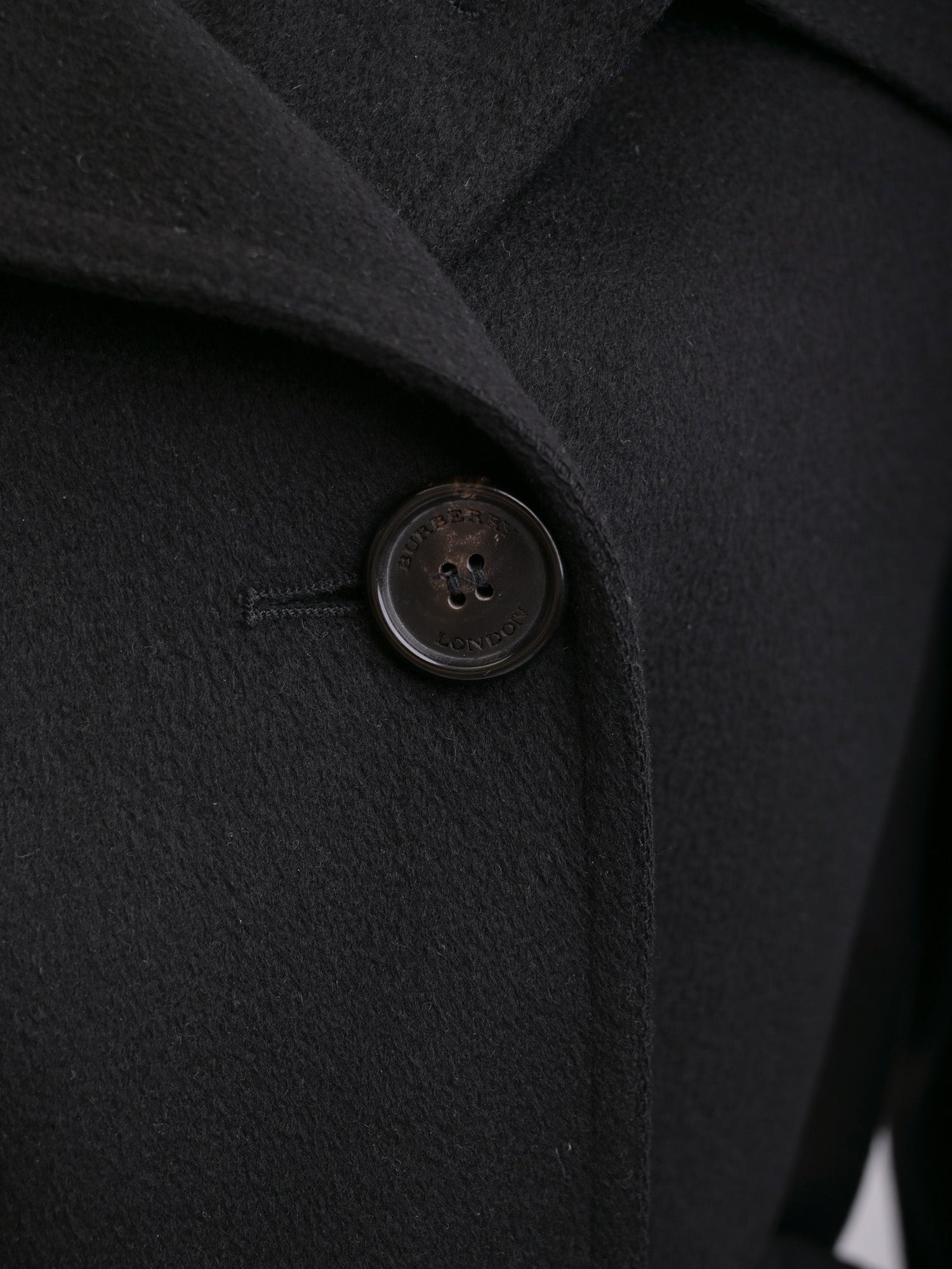 Excellent Burberry Black Wool Trench Coat Size L Double-Breasted