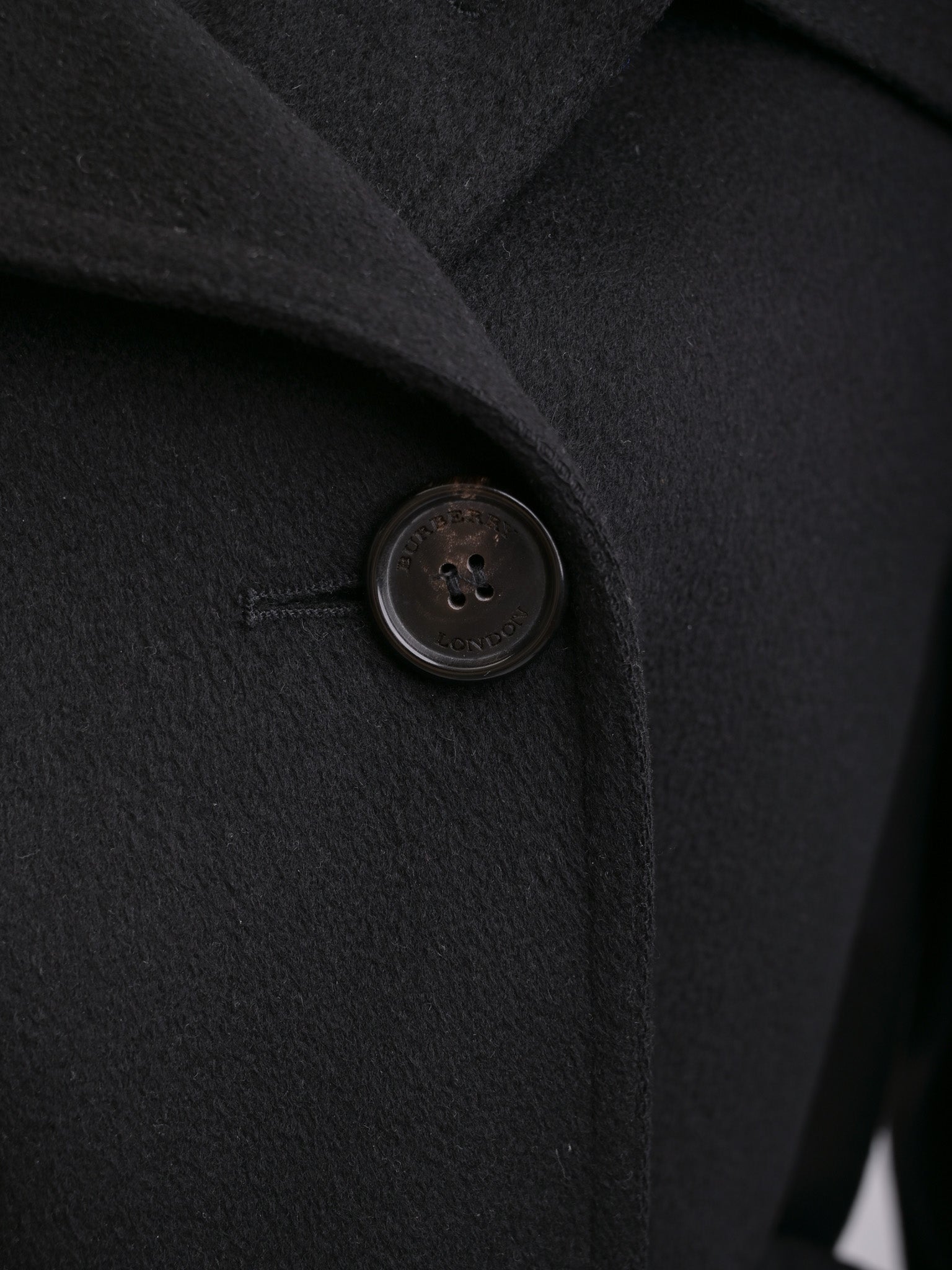 Excellent Burberry Black Wool Trench Coat Size L Double-Breasted