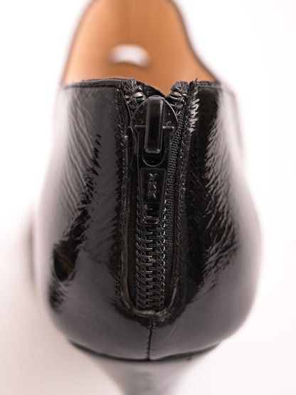 Excellent Bionda Castana Black Leather Open-Toe Heels Size 37.5