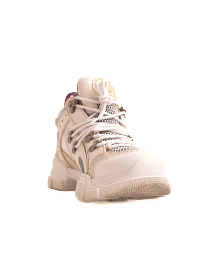 Excellent Gucci Chunky Sneakers White Textile Women Size N/A