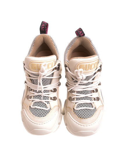 Excellent Gucci Chunky Sneakers White Textile Women Size N/A
