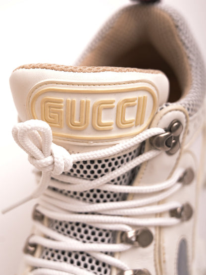 Excellent Gucci Chunky Sneakers White Textile Women Size N/A