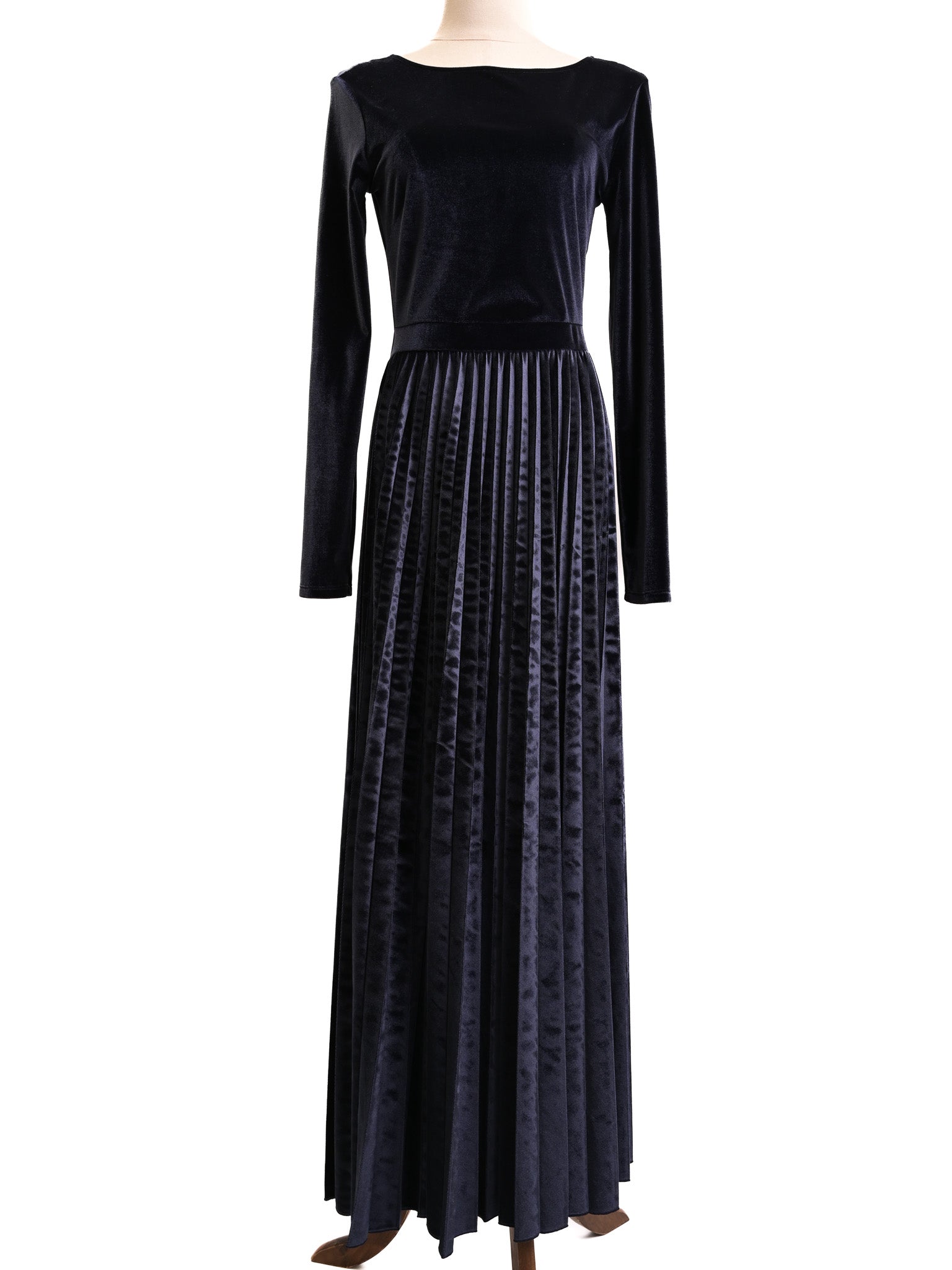 Excellent MaxCo Blue Velvet Long Sleeve Dress Size M