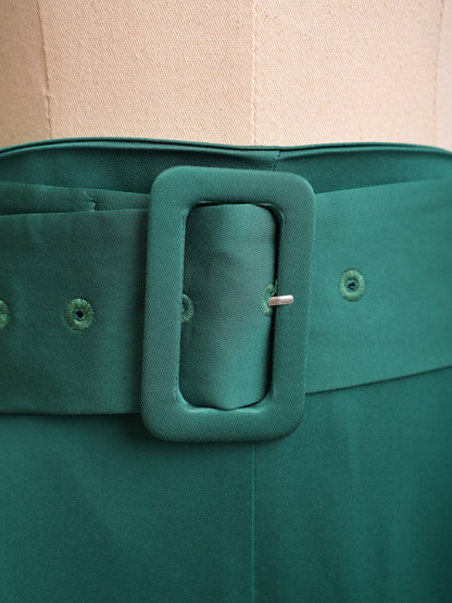 Excellent Uterque Green Viscose Skirt with Wide Belt Size M