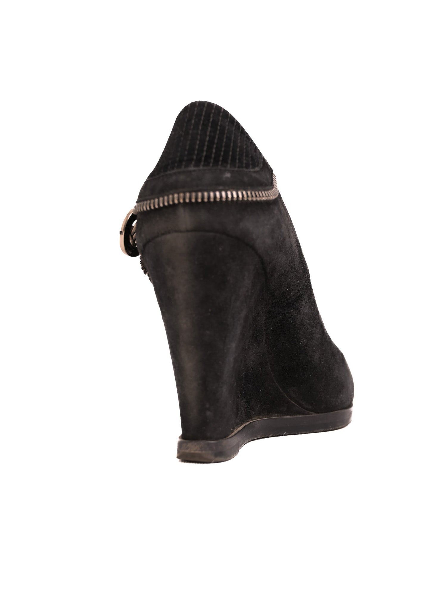 Excellent Easy by Loriblu Black Genuine Suede Wedge Shoes Size 37.5