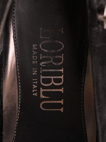 Excellent Easy by Loriblu Black Genuine Suede Wedge Shoes Size 37.5