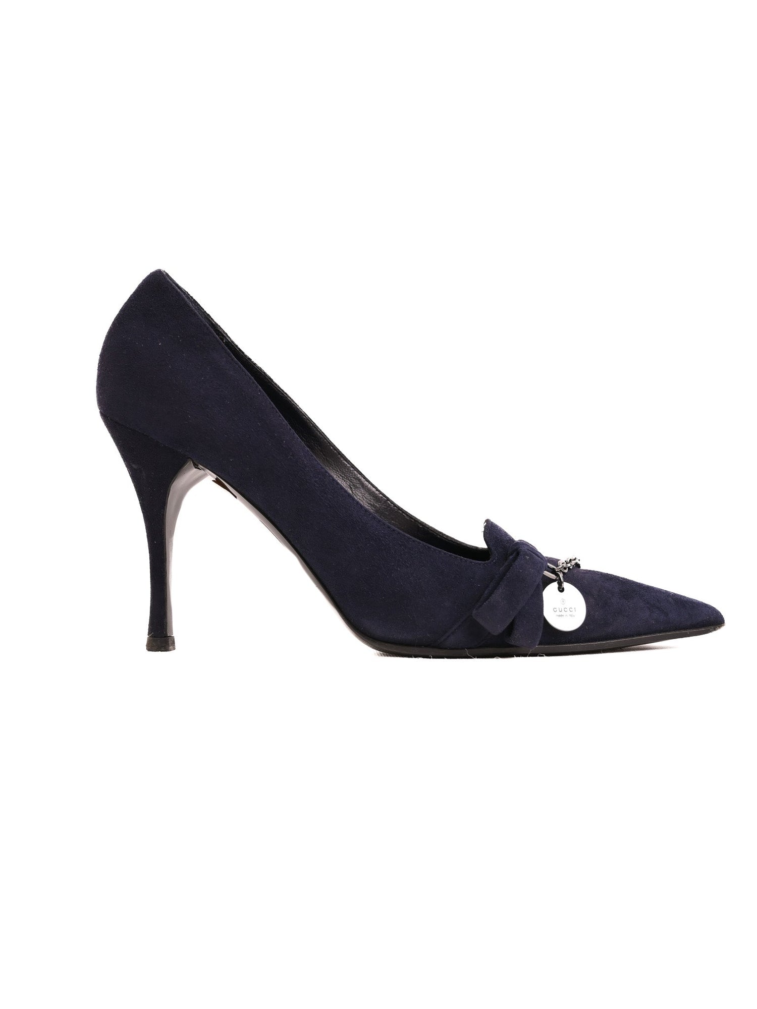 Good Gucci Navy Blue Leather High-Heeled Shoes Size 39