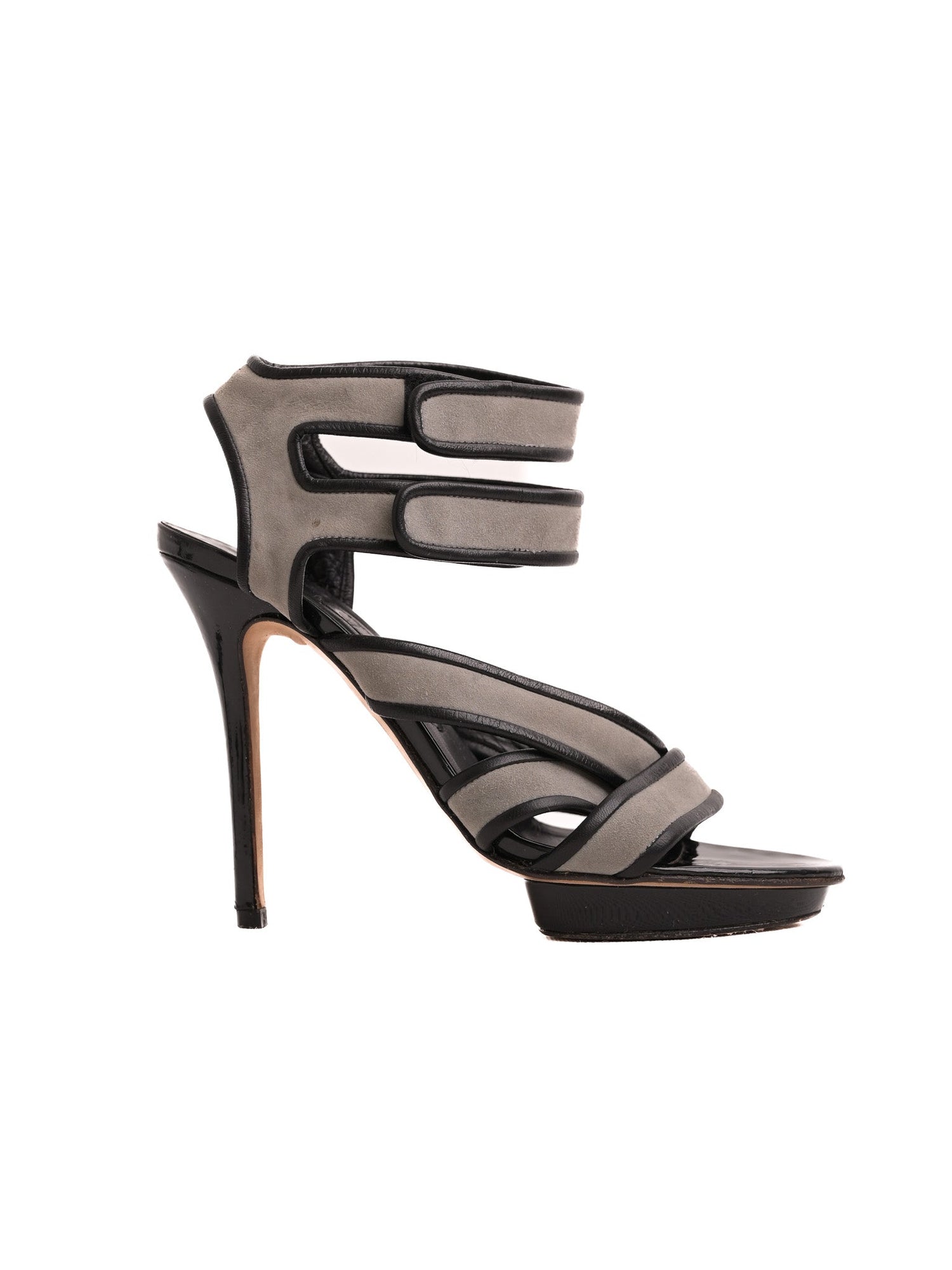 Excellent Gina Gray Open-Toe High-Heeled Sandals Size 38