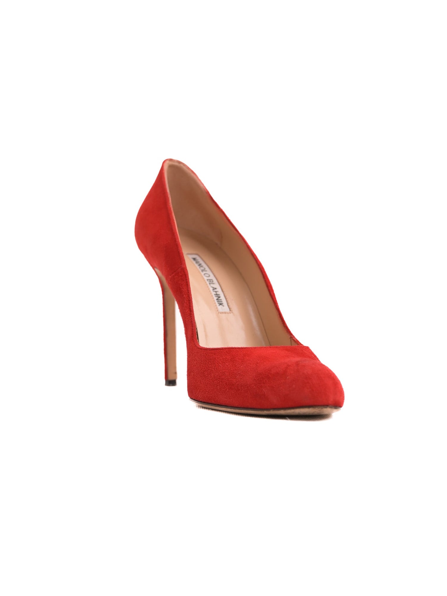 Manolo Blahnik Red High-Heeled Shoes Genuine Suede Women Size N/A
