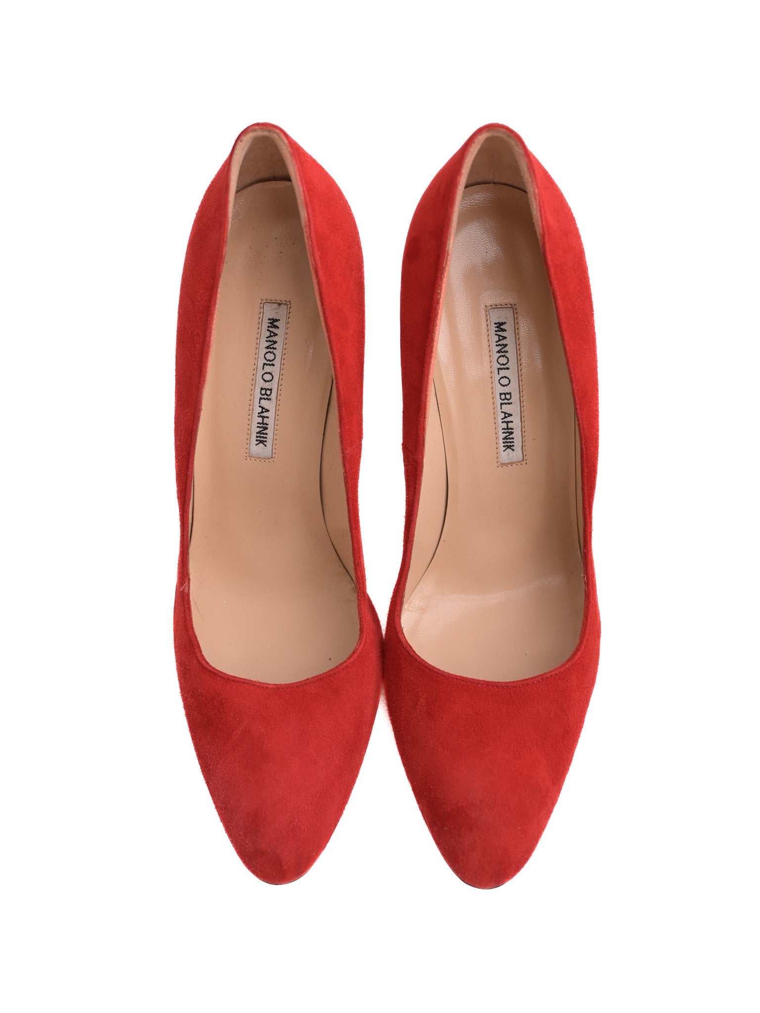 Manolo Blahnik Red High-Heeled Shoes Genuine Suede Women Size N/A