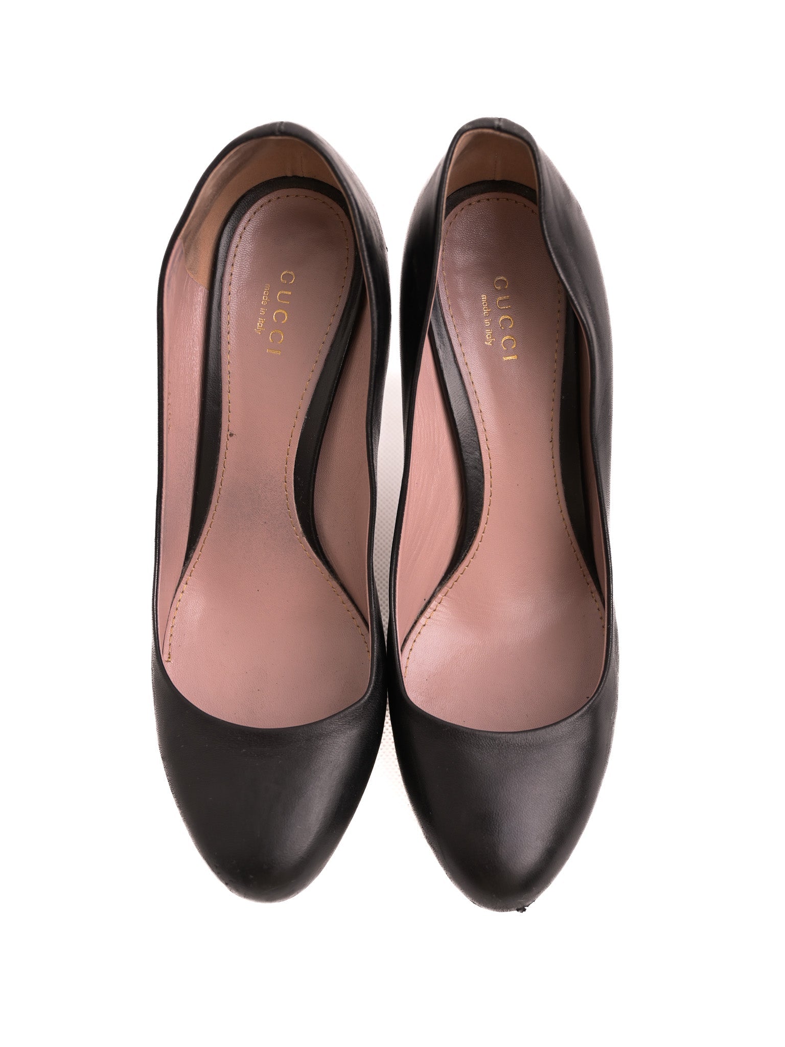 Good Condition Gucci Black Leather High-Heeled Shoes for Women