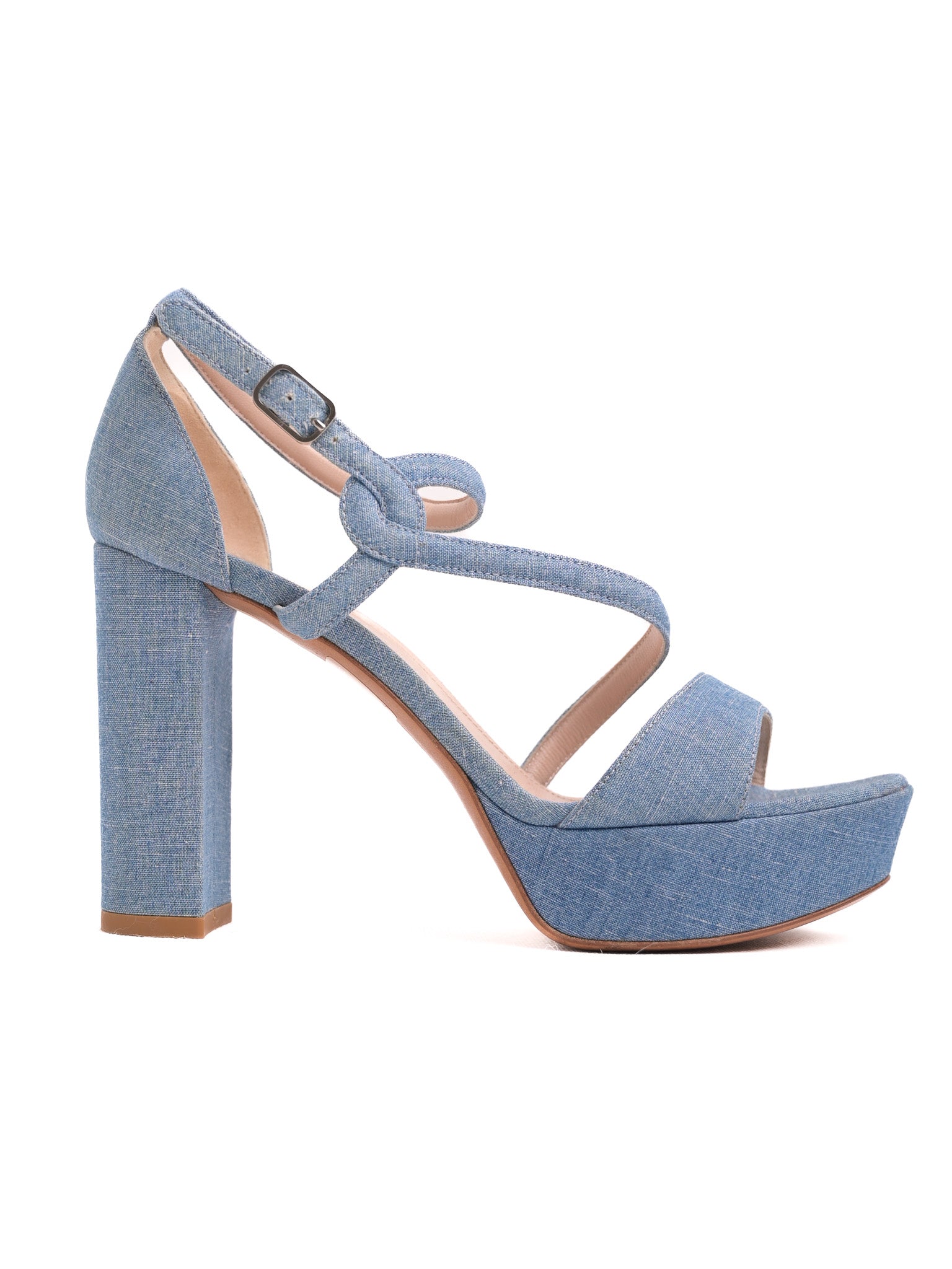 Good Ermanno Scervino Blue Denim Platform Sandals Size 37