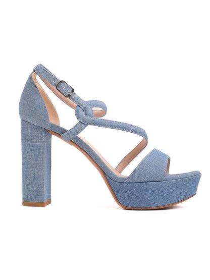 Good Ermanno Scervino Blue Denim Platform Sandals Size 37