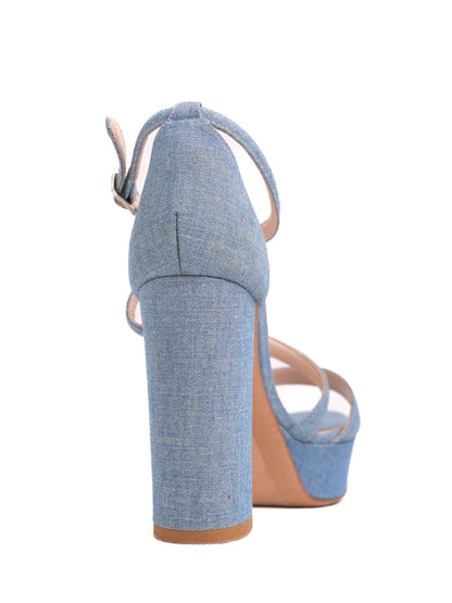 Good Ermanno Scervino Blue Denim Platform Sandals Size 37