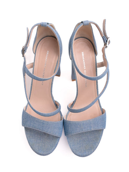 Good Ermanno Scervino Blue Denim Platform Sandals Size 37