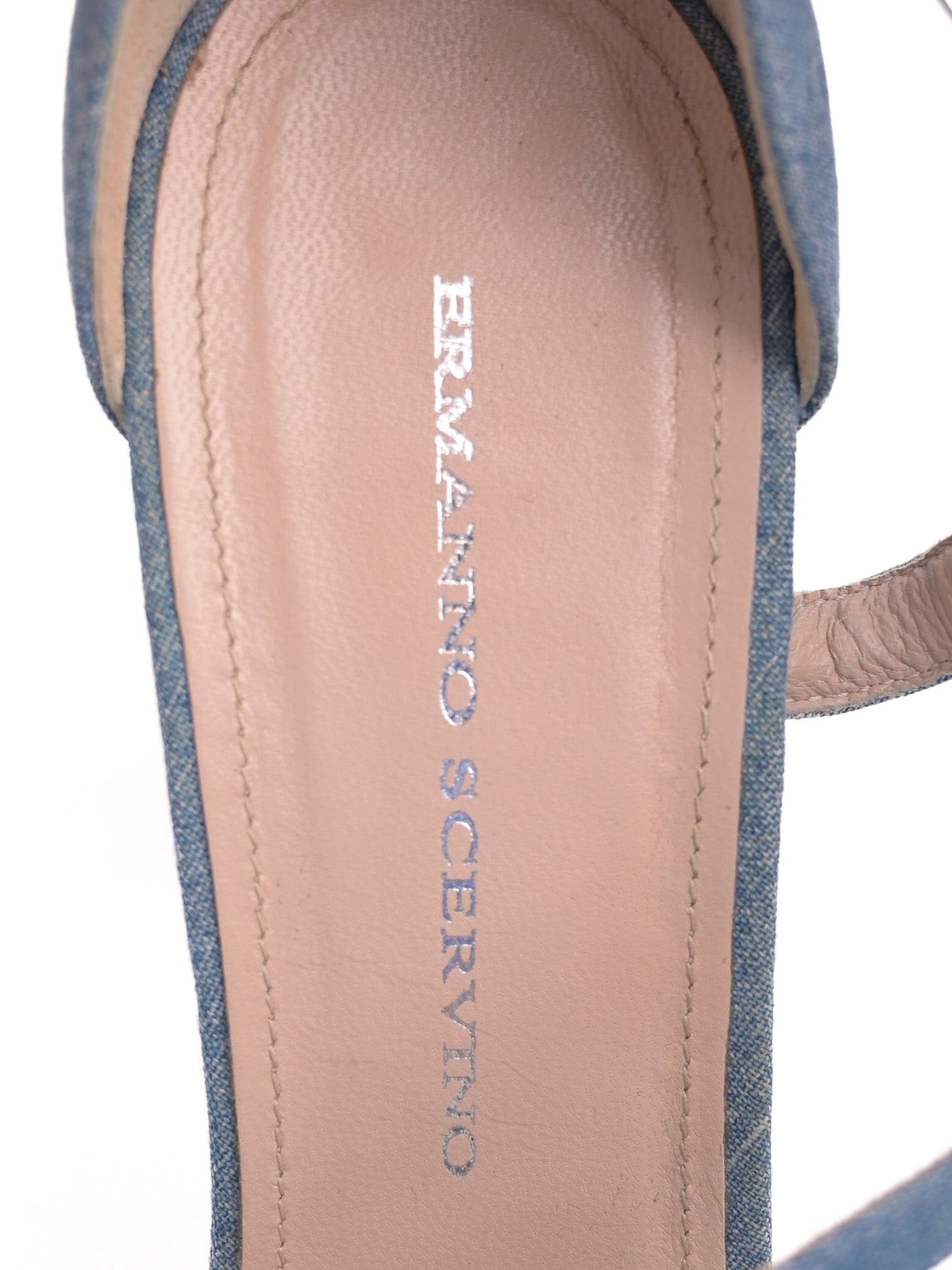 Good Ermanno Scervino Blue Denim Platform Sandals Size 37