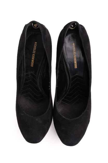 Good Nicholas Kirkwood Black Genuine Suede High Heels Size 37