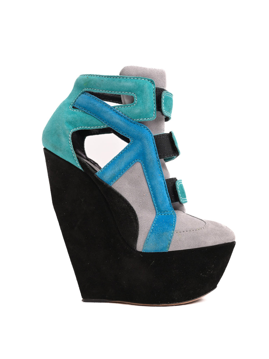 Excellent Casadei Gray Genuine Suede High-Heeled Wedge Shoes Size 38