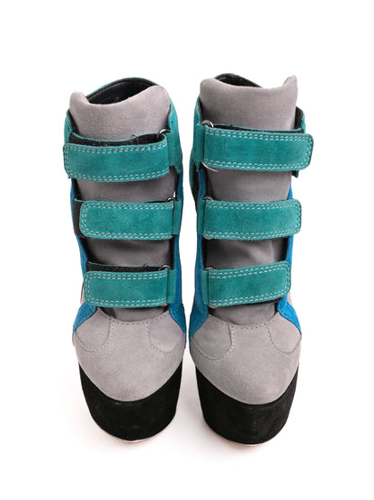 Excellent Casadei Gray Genuine Suede High-Heeled Wedge Shoes Size 38