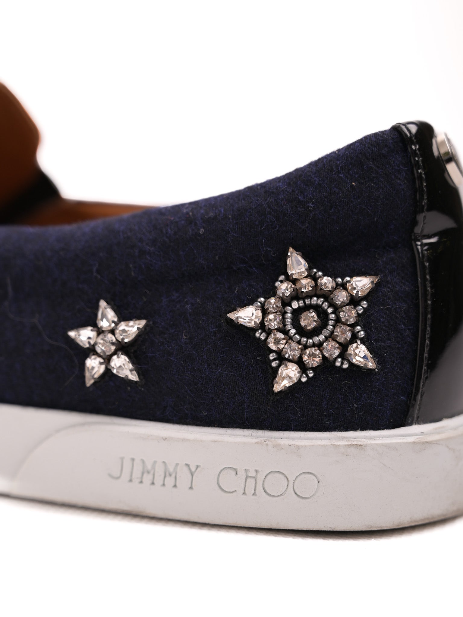 Good Jimmy Choo Black Cotton Slip-On Shoes Size 37 with Embellishments