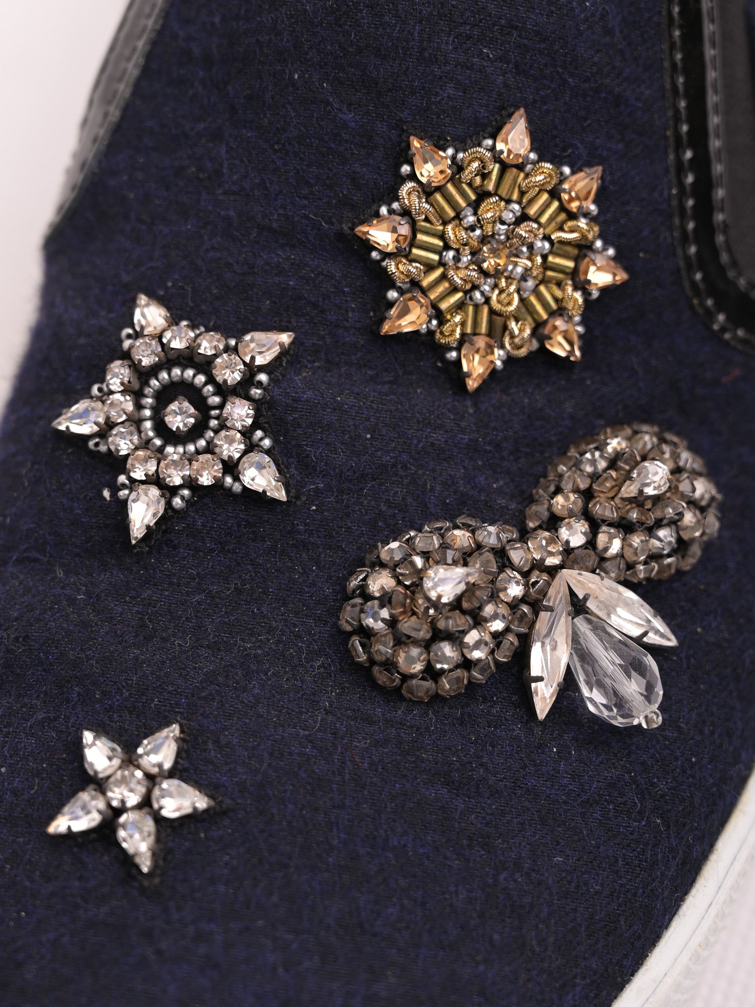 Good Jimmy Choo Black Cotton Slip-On Shoes Size 37 with Embellishments